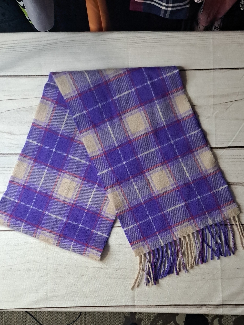 St. Andrews Links Tartan Collection Plaid Fringe Scarf 100% Lambswool
